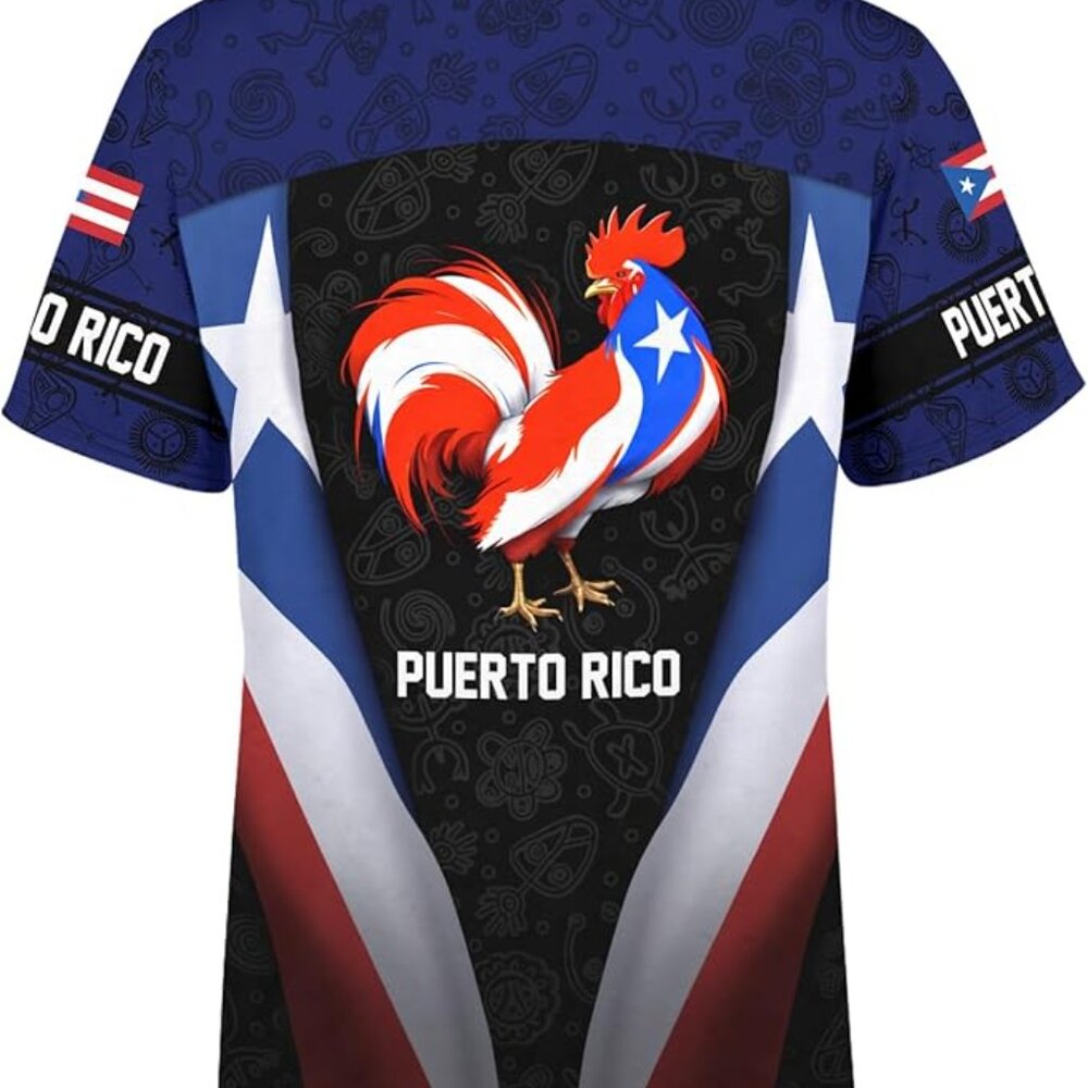 Mens Novelty Flag Puerto Rico T-Shirt 3D Printed Graphic Short Sleeve Shirt Crew - Picture 3 of 6